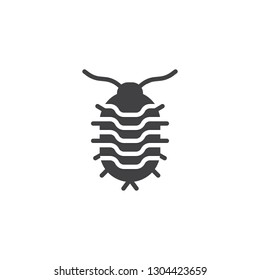 Woodlouse pests vector icon. filled flat sign for mobile concept and web design. Woodlouse insects simple solid icon. Symbol, logo illustration. Pixel perfect vector graphics