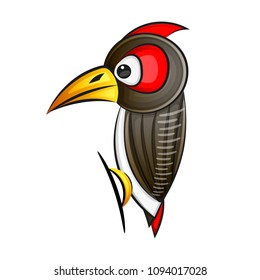 Woodpecker. Abstract woodpecker on white background. Vector illustration