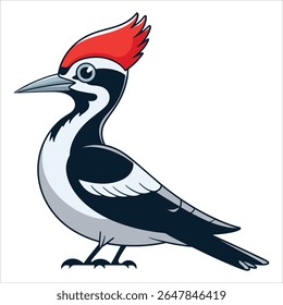 Woodpecker animal illustration. Tree pecking bird vector for forest and nature themes.