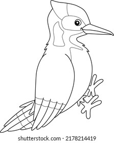 Woodpecker Bird Animal Coloring Page for Kids