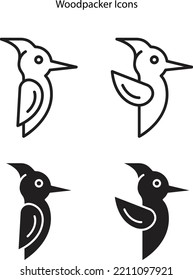 woodpecker bird glyph aand outline icon vector. woodpecker bird sign. isolated contour symbol black illustration