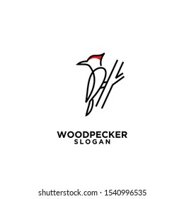 woodpecker bird line logo icon design template vector