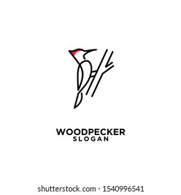woodpecker bird line logo icon design template vector