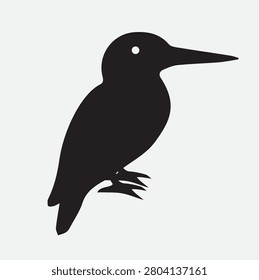 Woodpecker Bird Silhouette Vector Perched on Tree Stump
