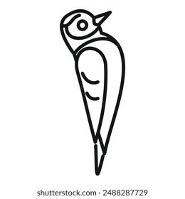 Woodpecker bird standing looking up line icon for web, mobile and infographics