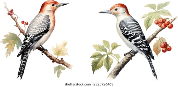 Woodpecker clipart, isolated vector illustration.