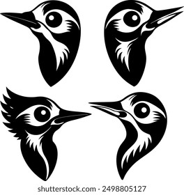 woodpecker face logo vector illustration design