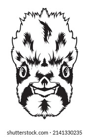 Woodpecker face vector iilustration in hand drawn style, perfect for tshirt and mascot design 