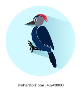Woodpecker in flat style. Icon. Vector illustration.