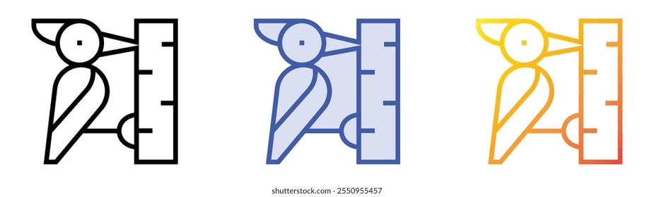 woodpecker icon. Linear, Blue Fill and Gradient Style Design Isolated On White Background