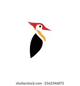 Woodpecker Logo Design Template. Colorful woodpecker on white background.