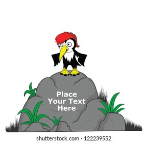 woodpecker on big rock for message