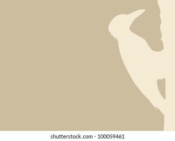 woodpecker silhouette on brown background, vector illustration