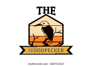 the woodpecker silhouette retro design