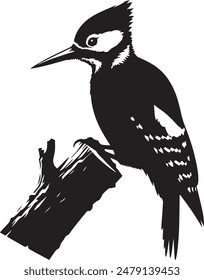 Woodpecker Silhouette Vector Illustration Image