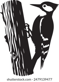 Woodpecker Silhouette Vector Illustration Image