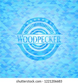 Woodpecker sky blue mosaic emblem