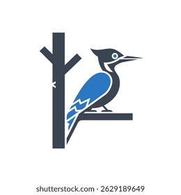 Woodpecker Tree Icon Isolated On White Background