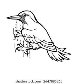 woodpecker vector illustrations. simple design. outline