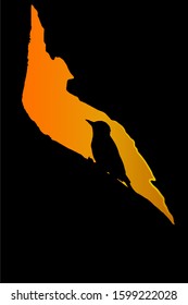 Woodpecker. Vector image. Black orange background. 