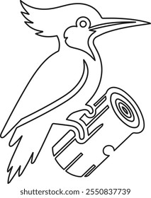 Woodpecker vector line art illustration design.