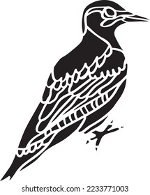 Woodpecker-Vektorstift, Schwarz-Weiß