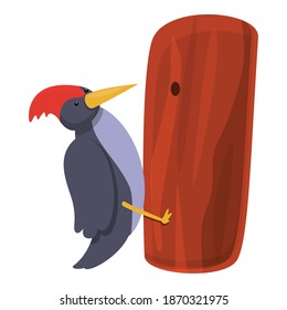 Icono de trabajo de Woodpecker. Caricatura de caricatura de carpintero de trabajo icono vector para el diseño web aislado en fondo blanco