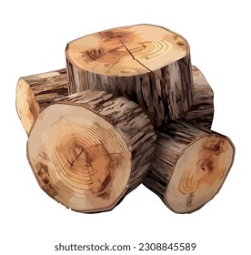 Ilustración de la pila de madera sobre blanco