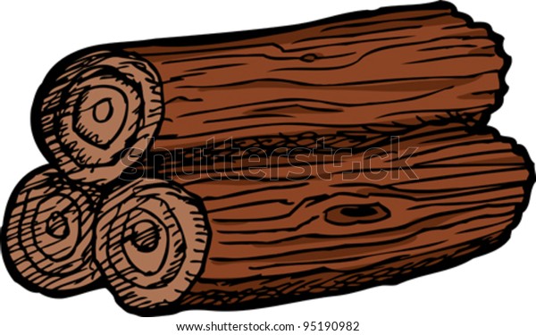 Woodpile Three Logs Isolated Over White Stock Vector (Royalty Free ...