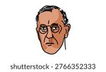 Woodrow Wilson portrait, flat vector illustration