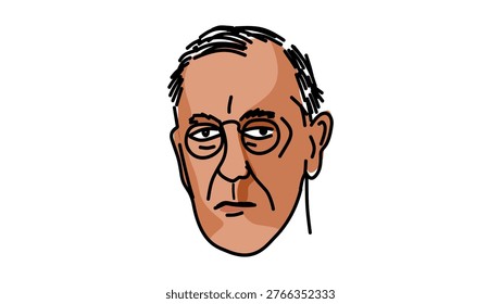 Woodrow Wilson portrait, flat vector illustration
