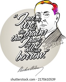 Woodrow Wilson dice con Retrato. Plantilla de arte vectorial para diseño de impresión como camisetas o afiches.