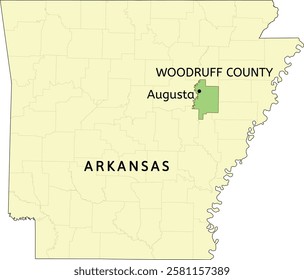 Woodruff County and city of Augusta location on Arkansas state map