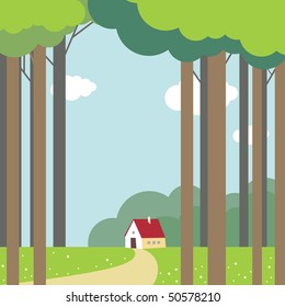 woods cabin solitary mansion in woods woods cabin tree vegetation nature rural grass jungle lodge landscape forest isolated spring season scene home earth hut sky cloud urban trees house residential s