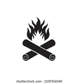 Woods and campfire. vector icon.