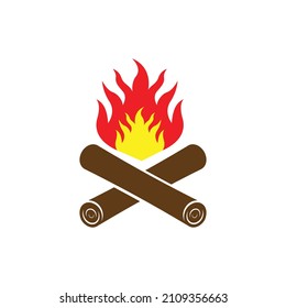 Woods and campfire. vector symbol