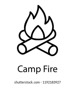 Woods having on fire depicting bonfire or fireplace in forest and beach 