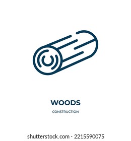 Woods icon. Linear vector illustration from construction collection. Outline woods icon vector. Thin line symbol for use on web and mobile apps, logo, print media.