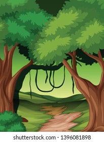 Woods nature background scene illustration