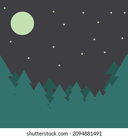 Woods at night Seamless Pattern. Vector isolated seamless pattern or background