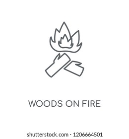 Woods On Fire linear icon. Woods On Fire concept stroke symbol design. Thin graphic elements vector illustration, outline pattern on a white background, eps 10.