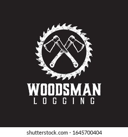 WOODSMAN axe logo design vector icon