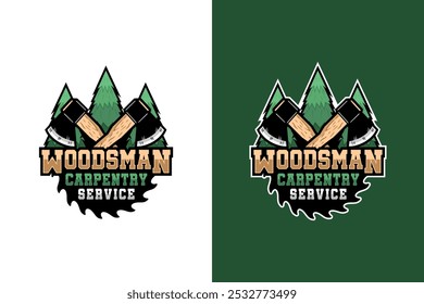 Woodsman carpentry service illustration design for your project, banner, tshirt, sticker, community and more