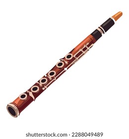 Diseño de instrumentos Woodwind clarinete antiguo sobre blanco aislado