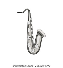 woodwind saxophone cartoon. keys mouthpiece, embouchure improvisation, solo ensemble woodwind saxophone sign. isolated symbol vector illustration