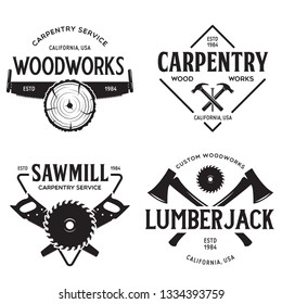 Vintage Sawmill Logo Set Labels Badges Stock Vector (Royalty Free ...