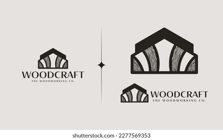 Woodwork Capenter Industry Woodwork Handyman Wood House Builder Logo Design. Universal creative premium symbol. Vector sign icon logo template. Vector illustration