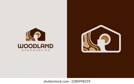 Woodwork Capenter Industry Woodwork Handyman Wood House Builder Logo Design. Universal creative premium symbol. Vector sign icon logo template. Vector illustration