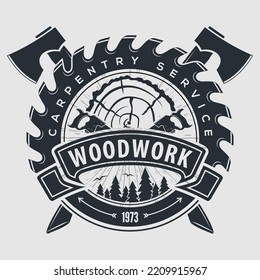 Woodwork Carpentry logo design template. Vector illustration	
