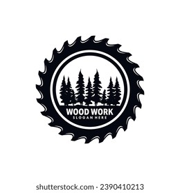 Woodwork and Carpentry Logo Design Template